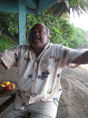 Dad complaining about people being late for breakfast