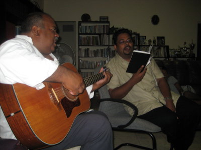 Dad and Haniff sing Amazing Grace blues style