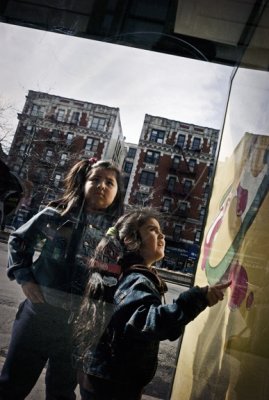 Two Girls At Bus Stop