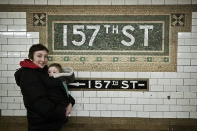 Nicole and Ethan At Our Subway Stop
