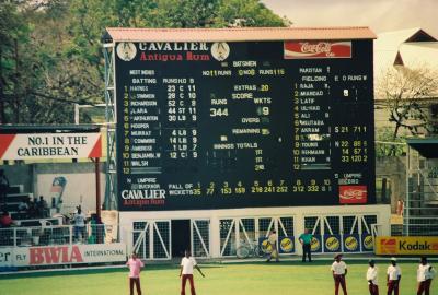 Cricket Scoreboard during the West Indies Innings
