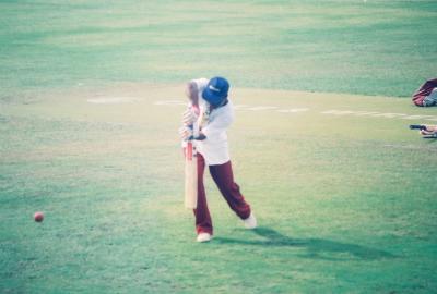 Brian Lara warms up to make a big score