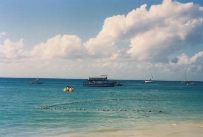 Glass Bottom Boat at the beach in Antigua