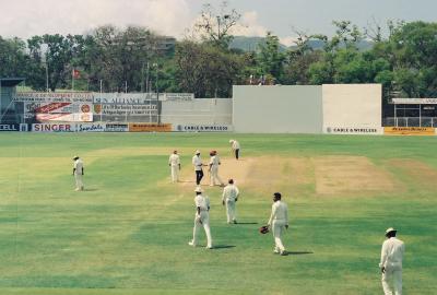 West Indies Team takes the field