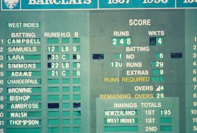 Cricket Scoreboard during West Indies Innings