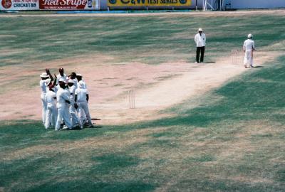 Another Indian wicket falls to the West Indies bowling