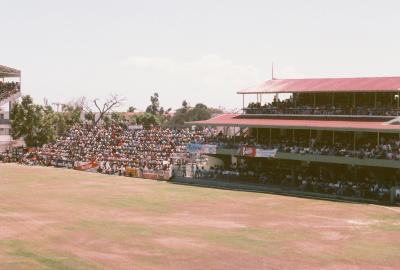 Spectators enjoy the cricket at Sabina Park