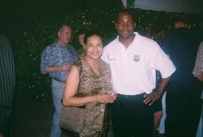 Mavis with West Indies Cricket Captain Brian Lara