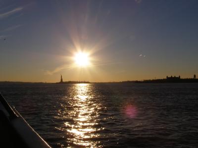 Sunset on the statue of liberty