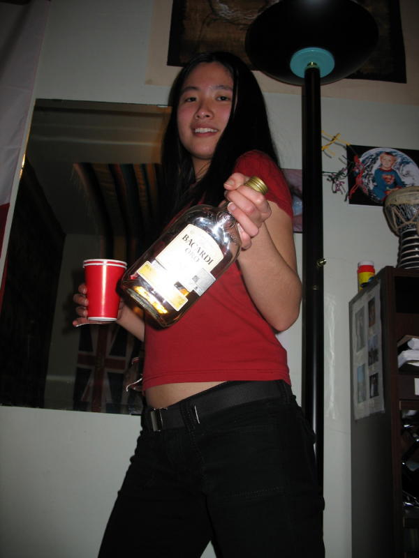 Lorraine with her bottle of rum, which she had to fight for tooth and nail