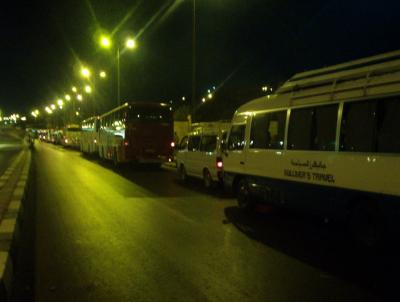 Our early-morning convoy to Aswan - a couple hundred little busses travel under armed convoy due to security concerns