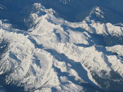 Flying over the Olympic mountains