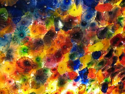 Foyer of the Bellagio - the ceiling is covered with these glass flowers