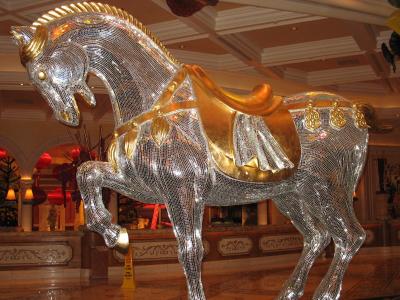 Foyer of the Bellagio - larger-than-life (probably precious-metal) horse