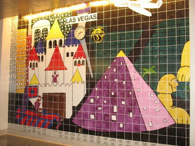 Floor-to-ceiling murals at the Vegas airport - done by students. Las Vegas.