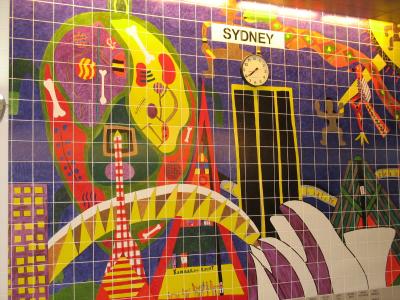 Floor-to-ceiling murals at the Vegas airport - done by students. Sydney.