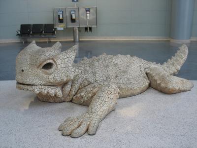 Lizard statue at the entrance to my terminal