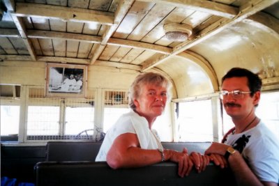 Ciss & George on the old pilgrim bus
