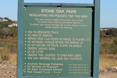 Stone Oak Park Rules