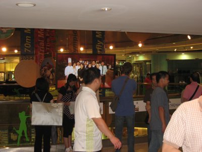 There are wide screen TVs showing the Olympics everywhere.  Like this one in a shopping mall beside the Intercontinental Hotel.