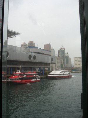 The red ferry is the hydrofoil to Macau. I took the ferry to Zhuhai.
