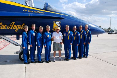 Photographer Jim Allen with Blue Angel Flight Crew after Flight In Fat Albert C-130