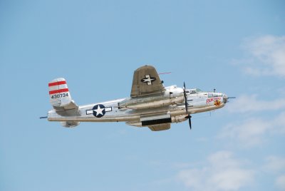 Fla .Airshow - WWII--  B-25 makes a bombing pass over the field.