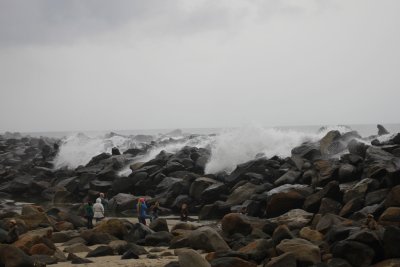 Waves over rocks