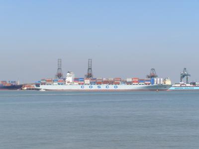Cosco China departing from Felixstowe