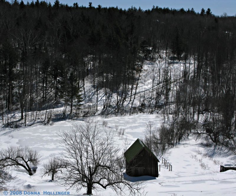 Ice Coated Snow by the Toolshed