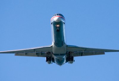 American Airline plane from underneath