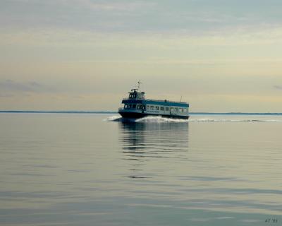 ferry on the calm bay