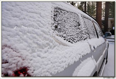 Snow flakes on the car