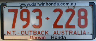 A different Outback license plate for the Top End