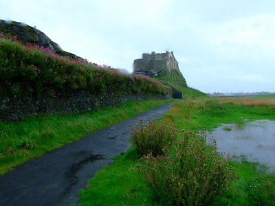 Looking west past castle to the village.
