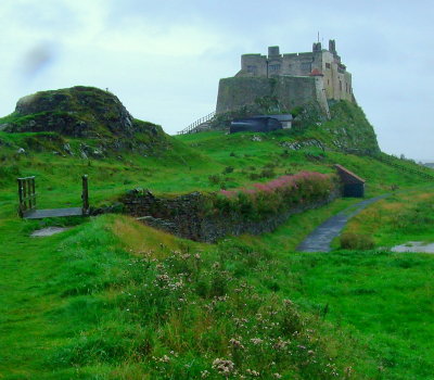 Lindisfarne Castle in a rain storm,looking west.