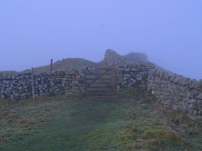 Hadrian's Wall in mist ,before the sunrise