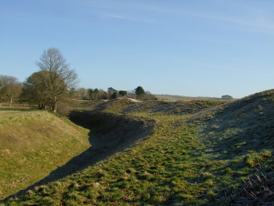 Avebury ,showing the ditch and banking to the south east.
