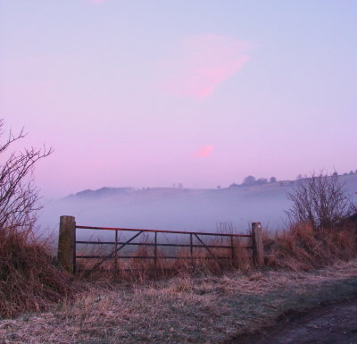 Olivers  Castle  hillfort , at  dawn.