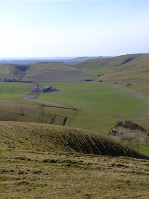 Rybury  hillfort  from  Milk  Hill.