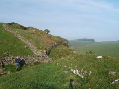 Hadrian's  Wall  on  Peel  Crags , looking west.