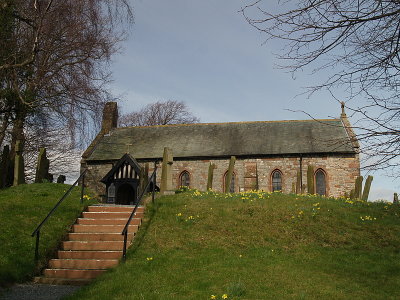 Beaumont-on-Eden,the motte,with St.Mary's church.