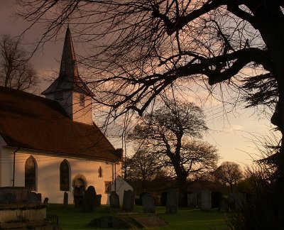 Lambourne Church,in evening light.