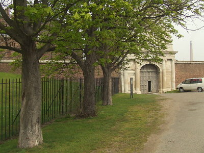 Trees line the approach to Tilbury Fort,main gateway.