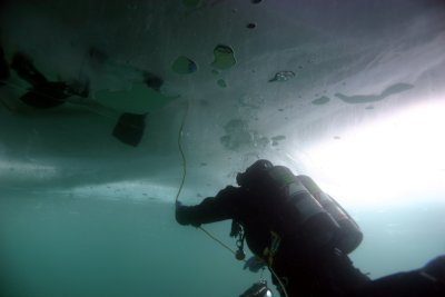 Diver getting ready to exit