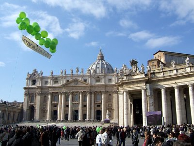 Vatican City with Green Balloons