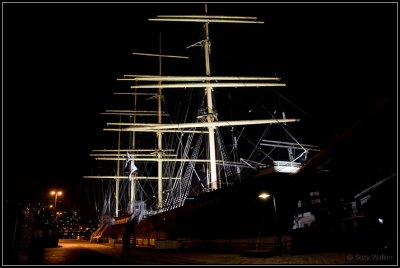 Old ship in the dark