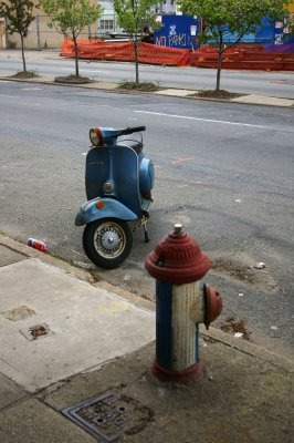 old Vespa and patriotic hydrant