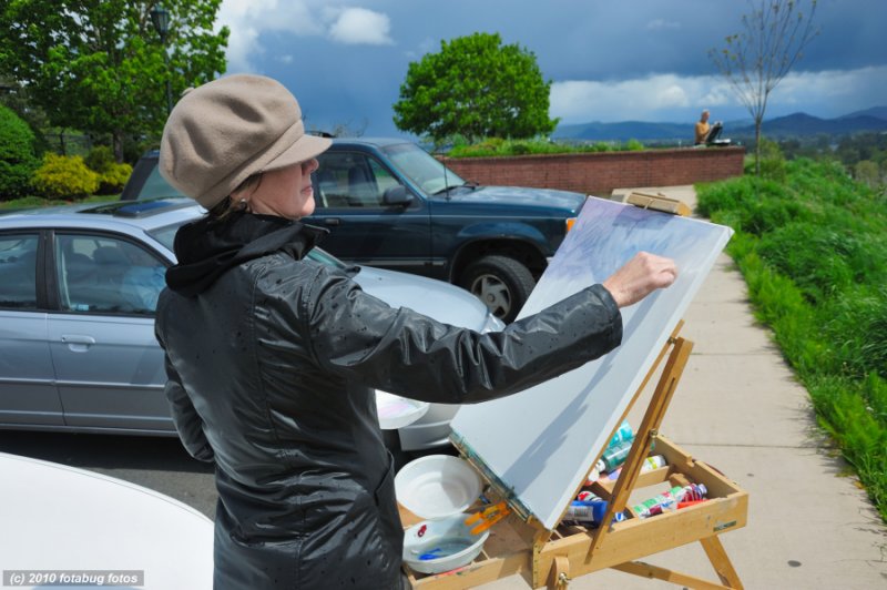 Beginning the painting