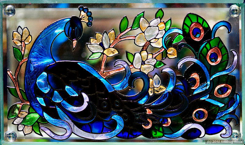 Peacock on Glass